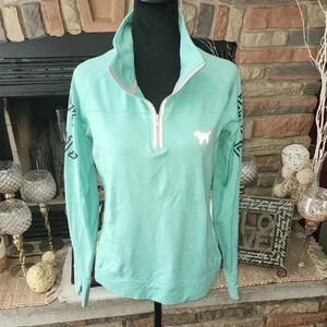 PINK Victoria's Secret Teal Quarter-Zip Sweatshirt